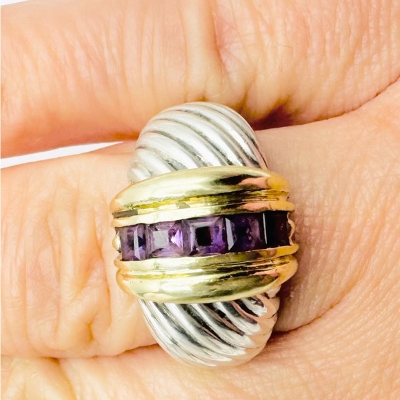 David Yurman Renaissance Dome Ring With Amethyst and Gold - Picture 8 of 9